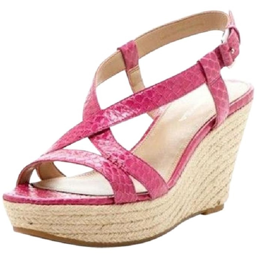 New Via Spiga Pink Leather Wedge Sandal